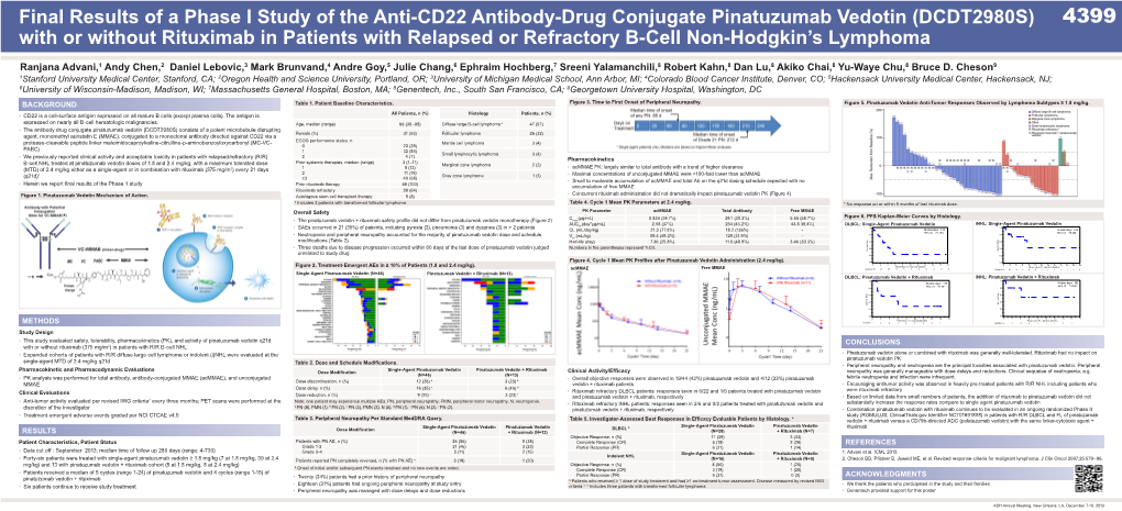 Final Results of a Phase I Study of the Anti-CD22 Antibody-Drug Conjugate Pinatuzumab Vedotin