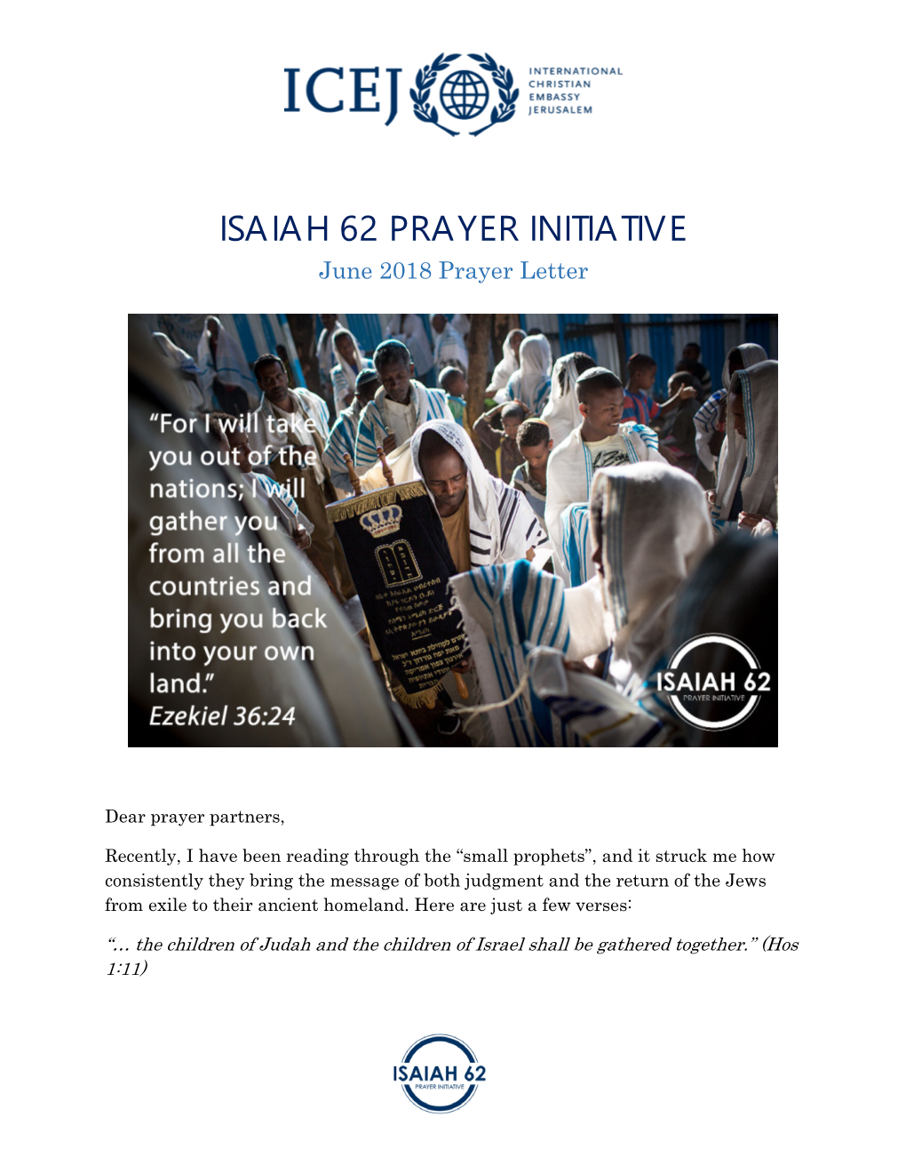 ISAIAH 62 PRAYER INITIATIVE June 2018 Prayer Letter