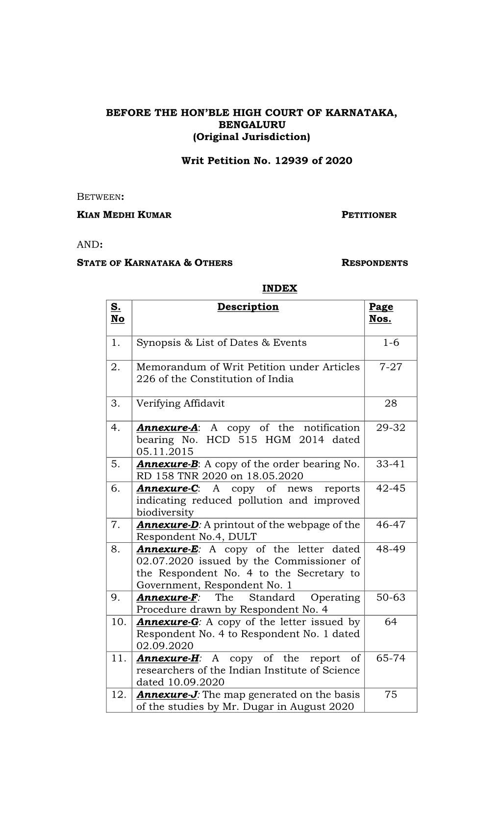 Writ Petition No. 12939 of 2020