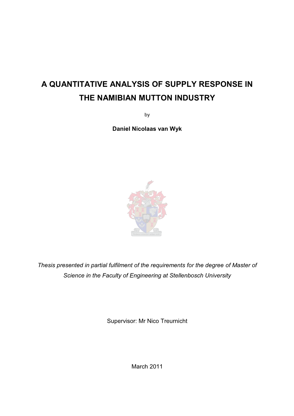 A Quantitative Analysis of Supply Response in the Namibian Mutton Industry