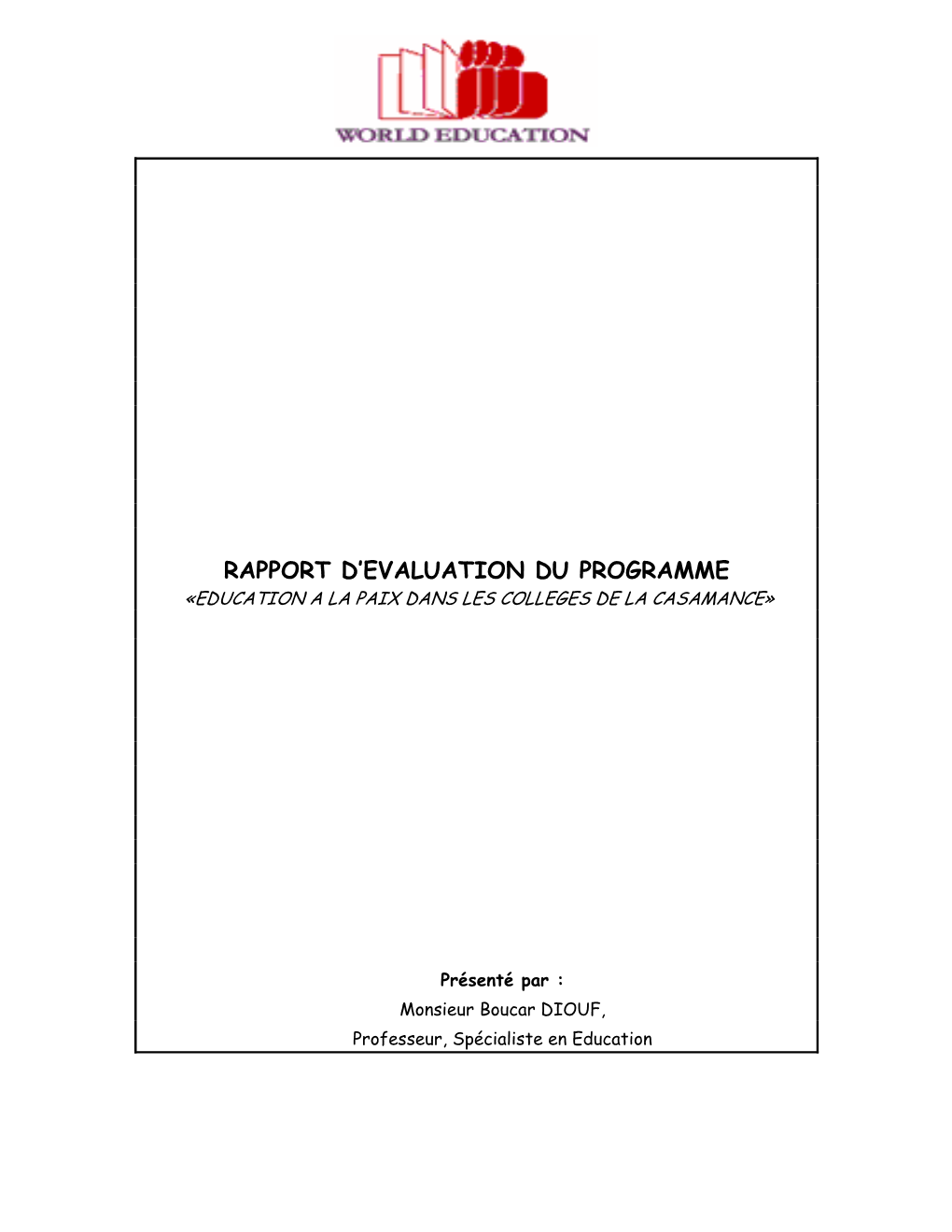 Rapport D'evaluation Du Programme