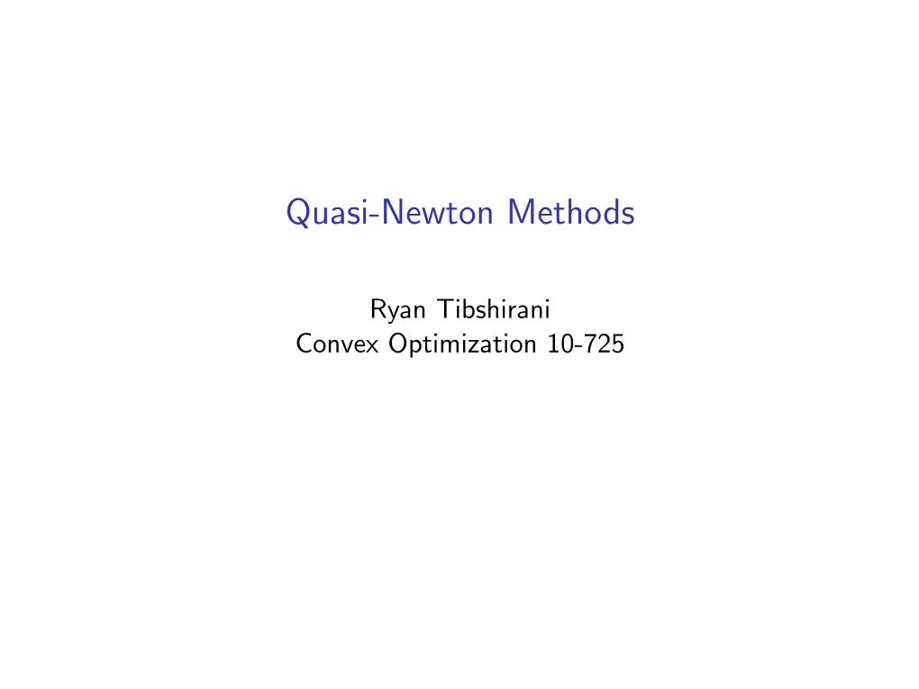 Quasi-Newton Methods