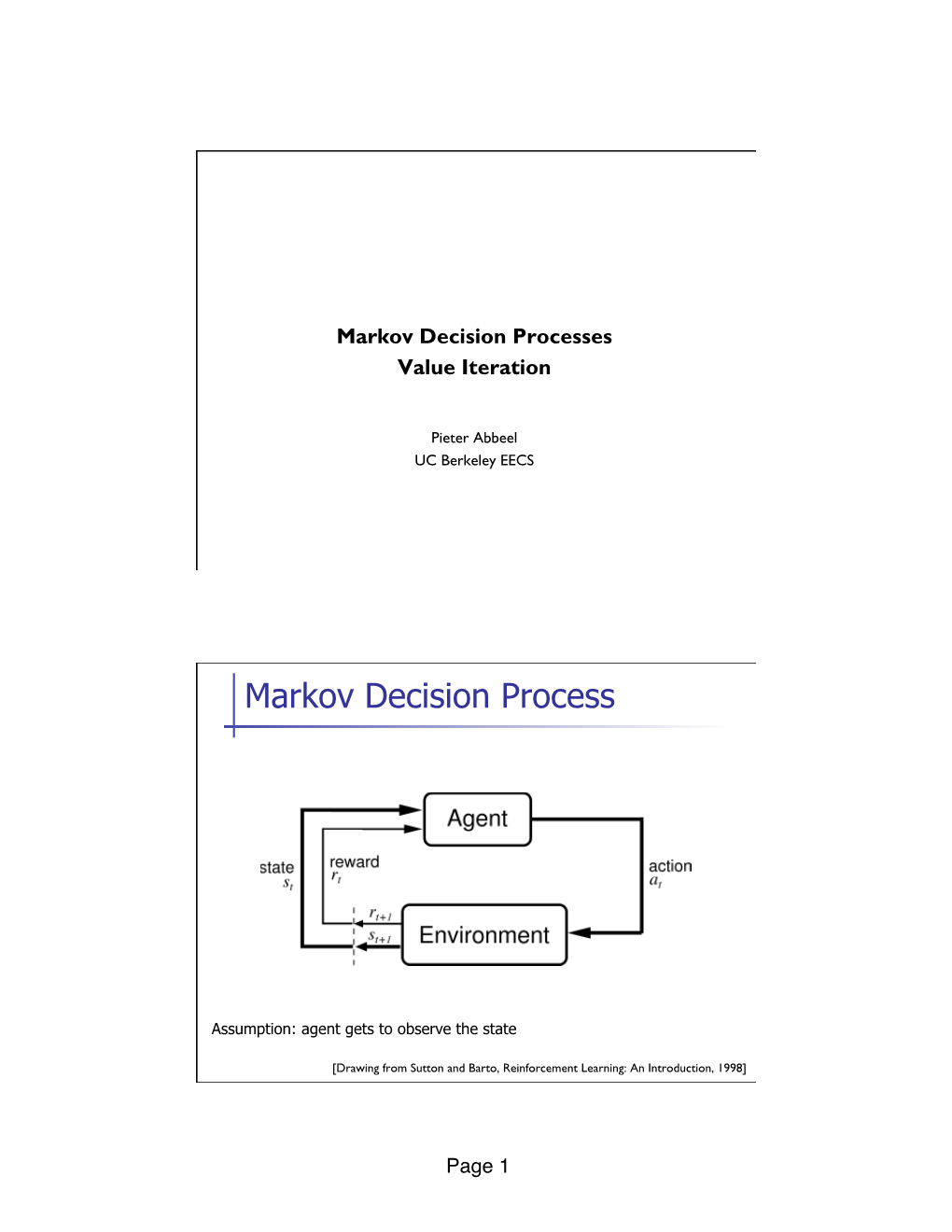 Markov Decision Processes Value Iteration