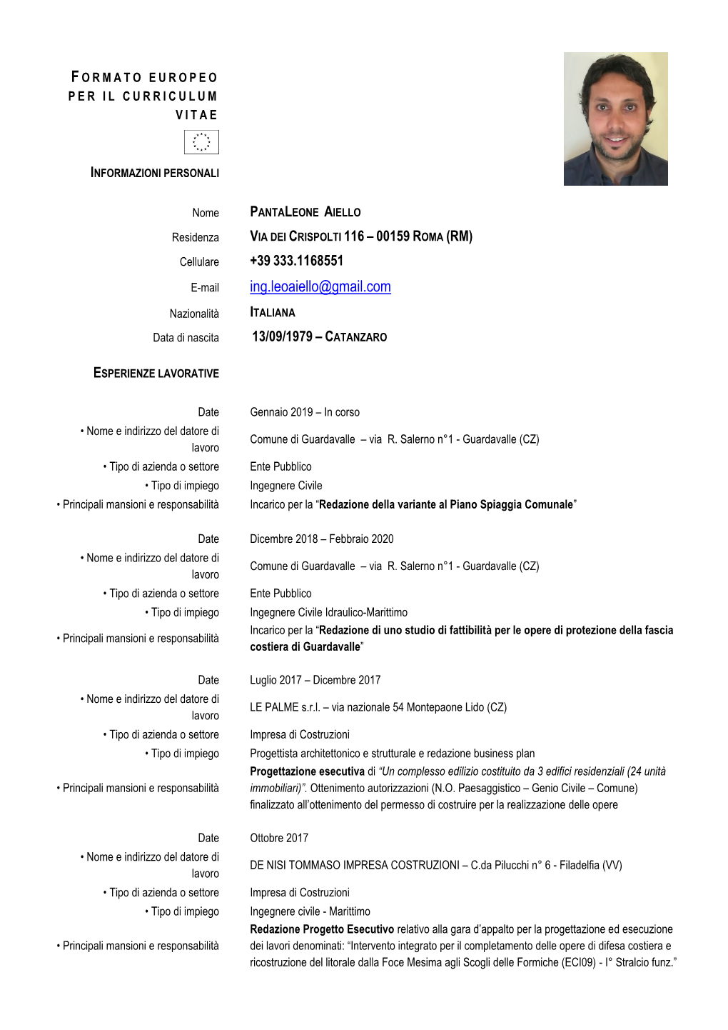 Curriculum Vitae Leo Aiello