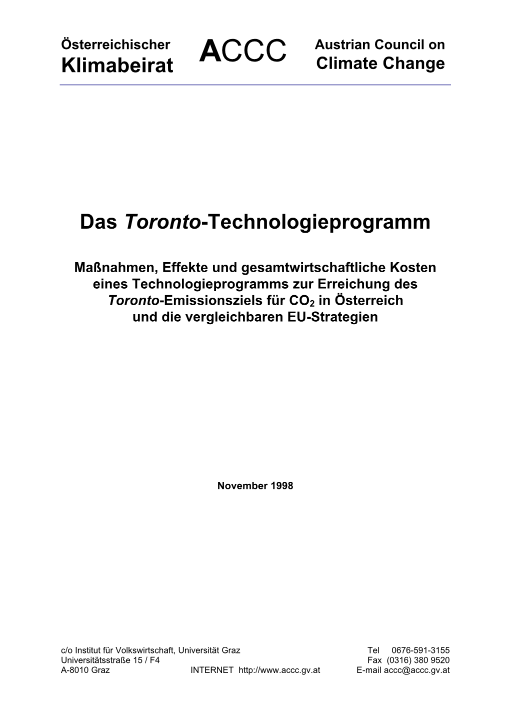 Klimabeirat Das Toronto-Technologieprogramm