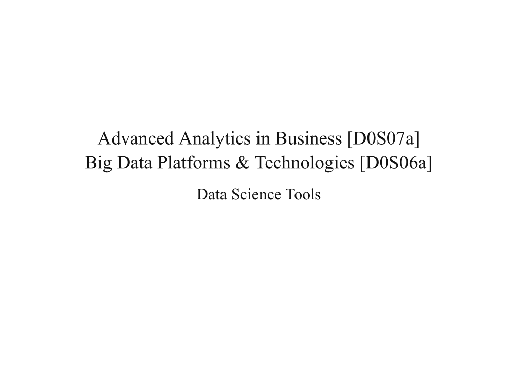 Data Science Tools Overview