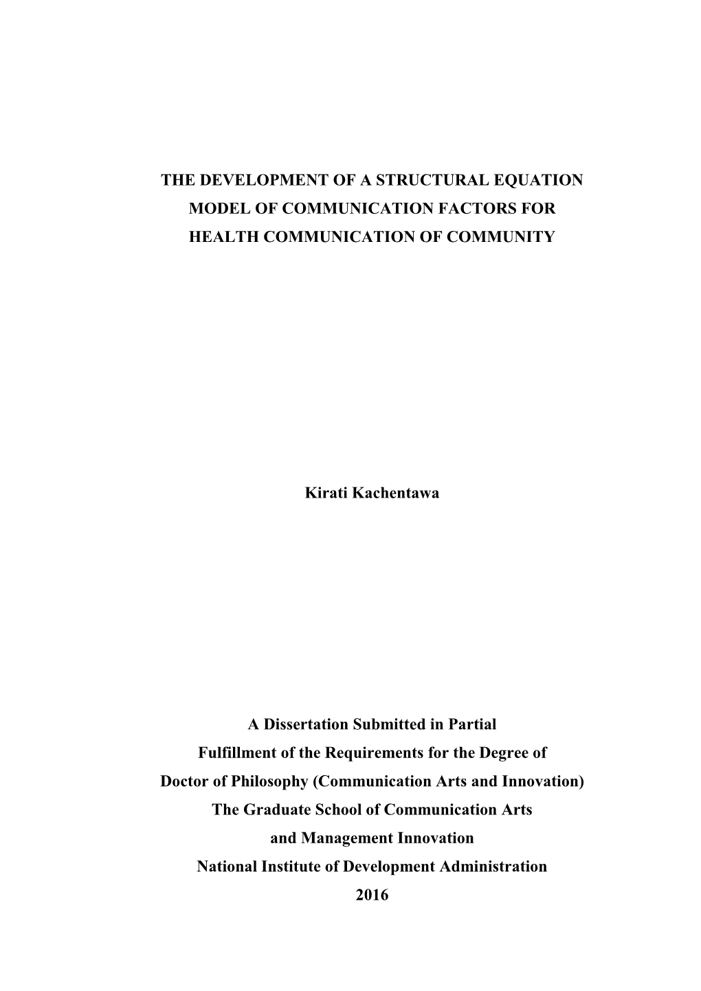 The Development of a Structural Equation Model of Communication Factors for Health Communication of Community