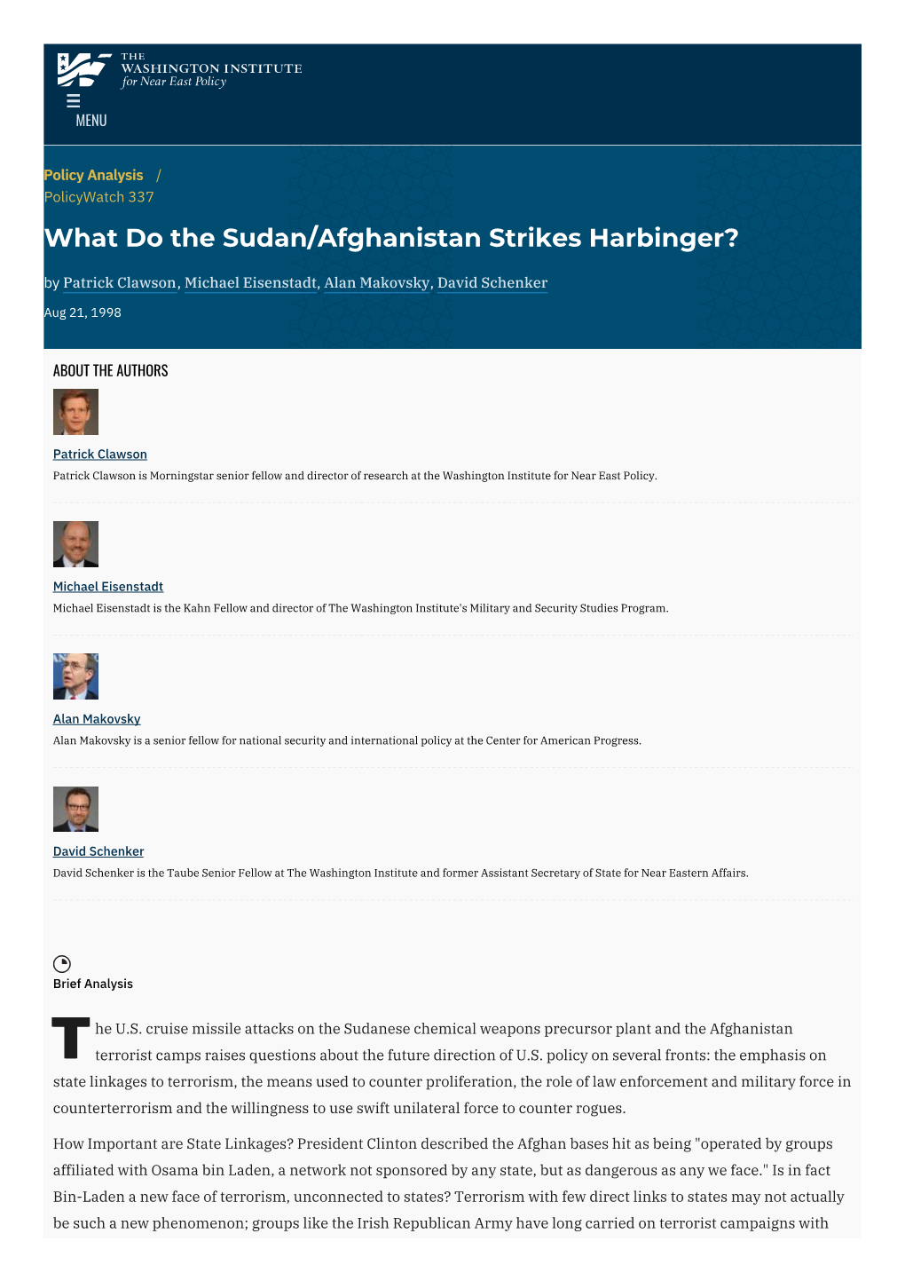 What Do the Sudan/Afghanistan Strikes Harbinger? | The