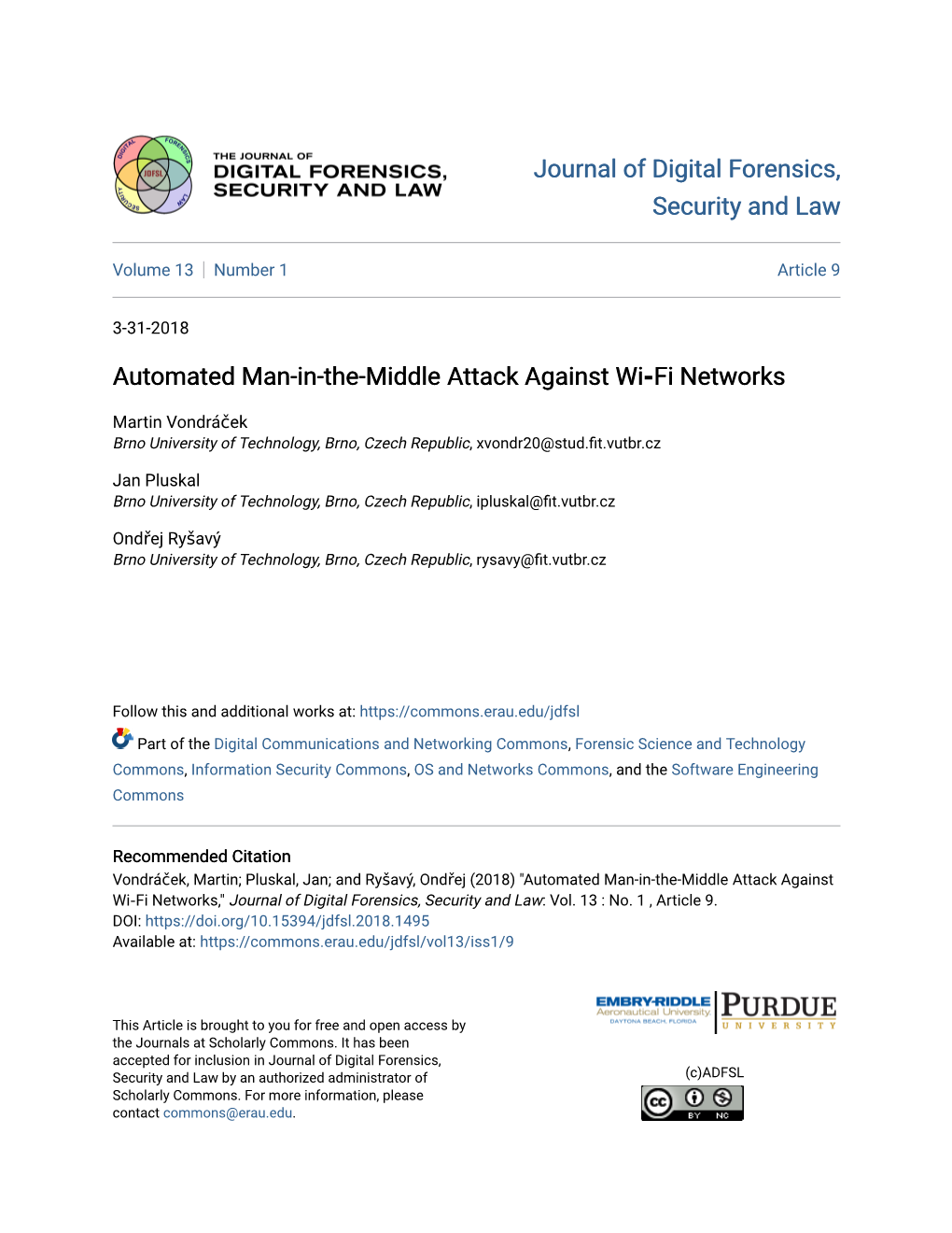 Journal of Digital Forensics, Security and Law Automated Man-In-The