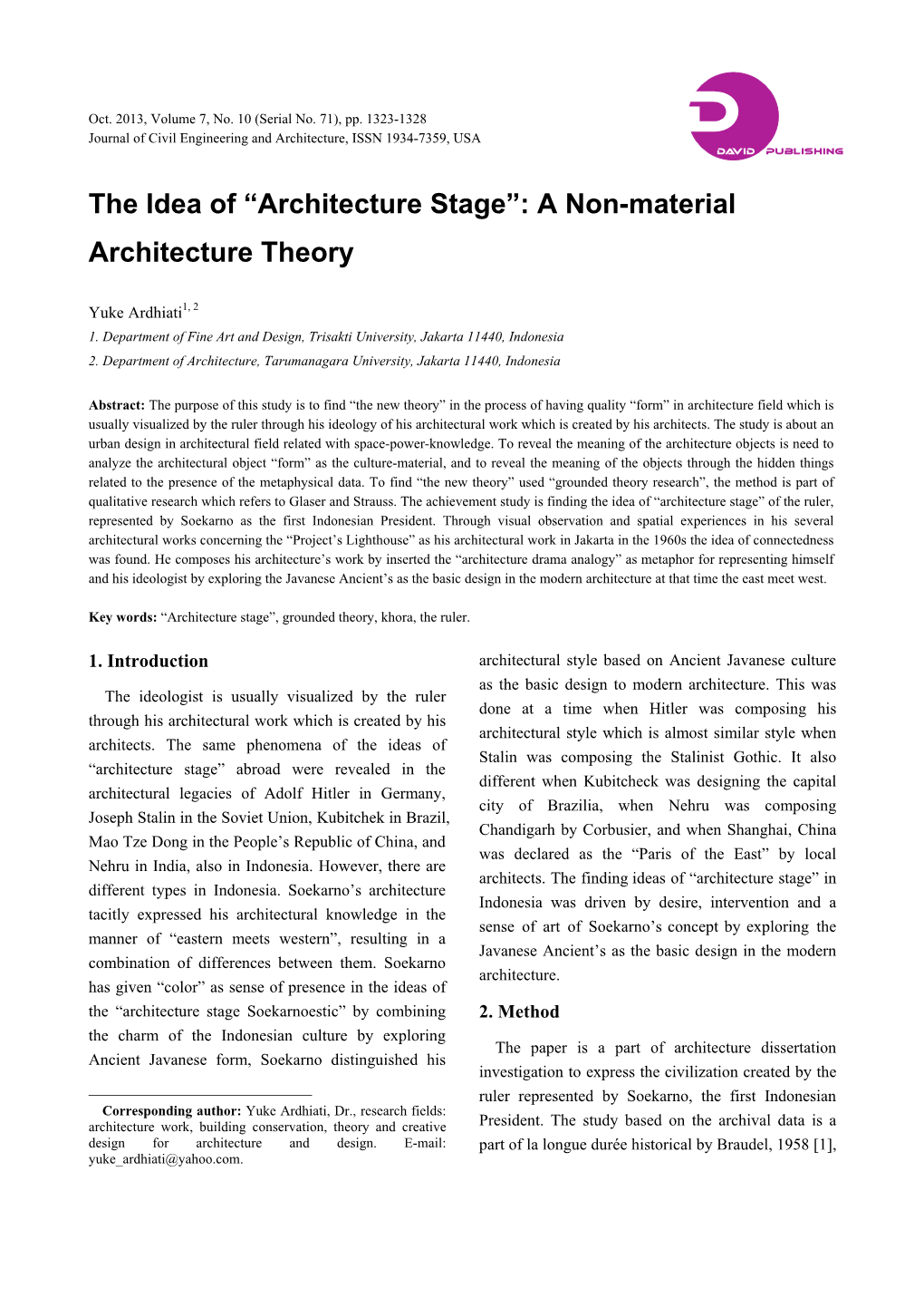 Architecture Stage”: a Non-Material Architecture Theory