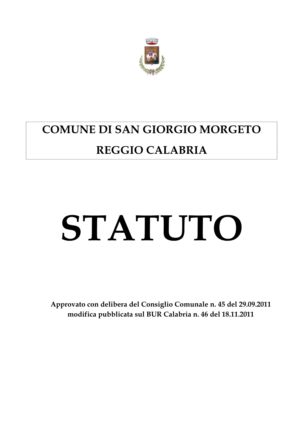 Comune Di San Giorgio Morgeto Reggio Calabria Statuto