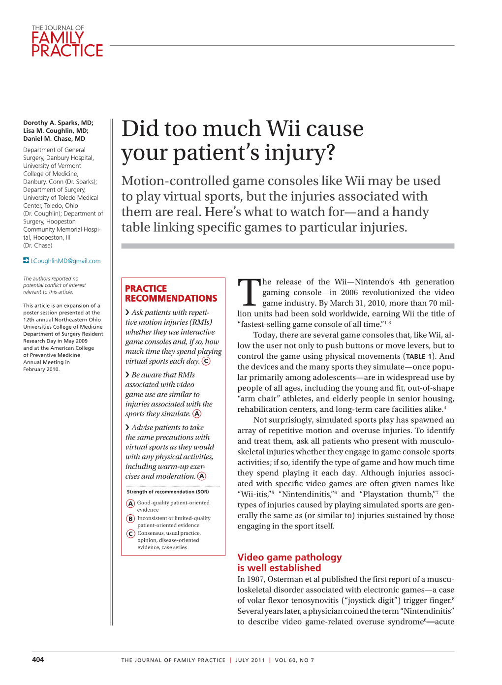 Did Too Much Wii Cause Your Patient's Injury?