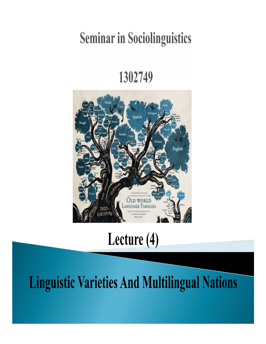 Lecture (4) Linguistic Varieties and Multilingual Nations