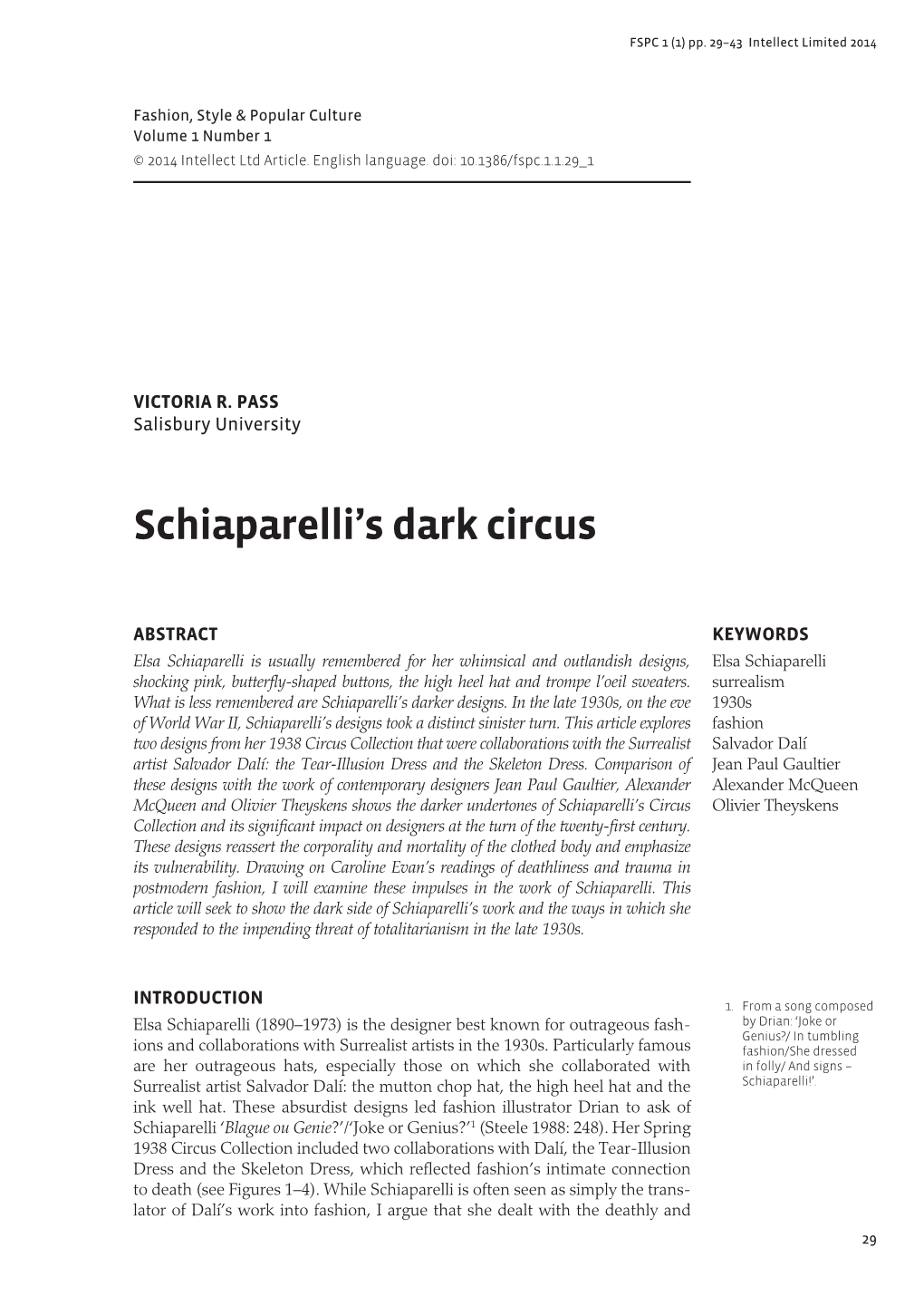 Schiaparelli's Dark Circus