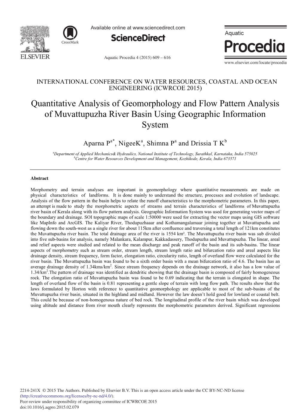 Quantitative Analysis of Geomorphology and Flow Pattern Analysis of Muvattupuzha River Basin Using Geographic Information System