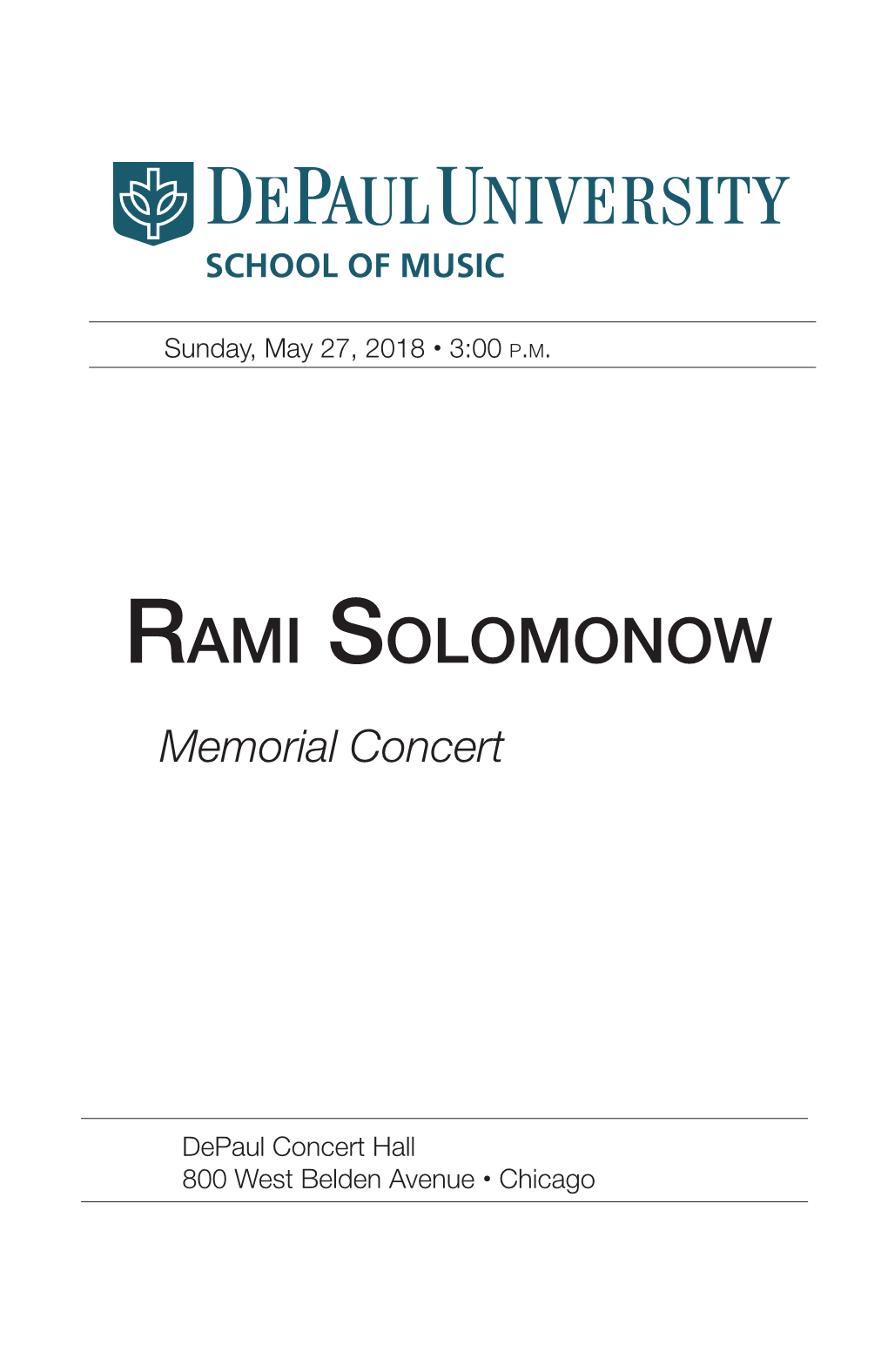 Rami Solomonow Memorial Concert
