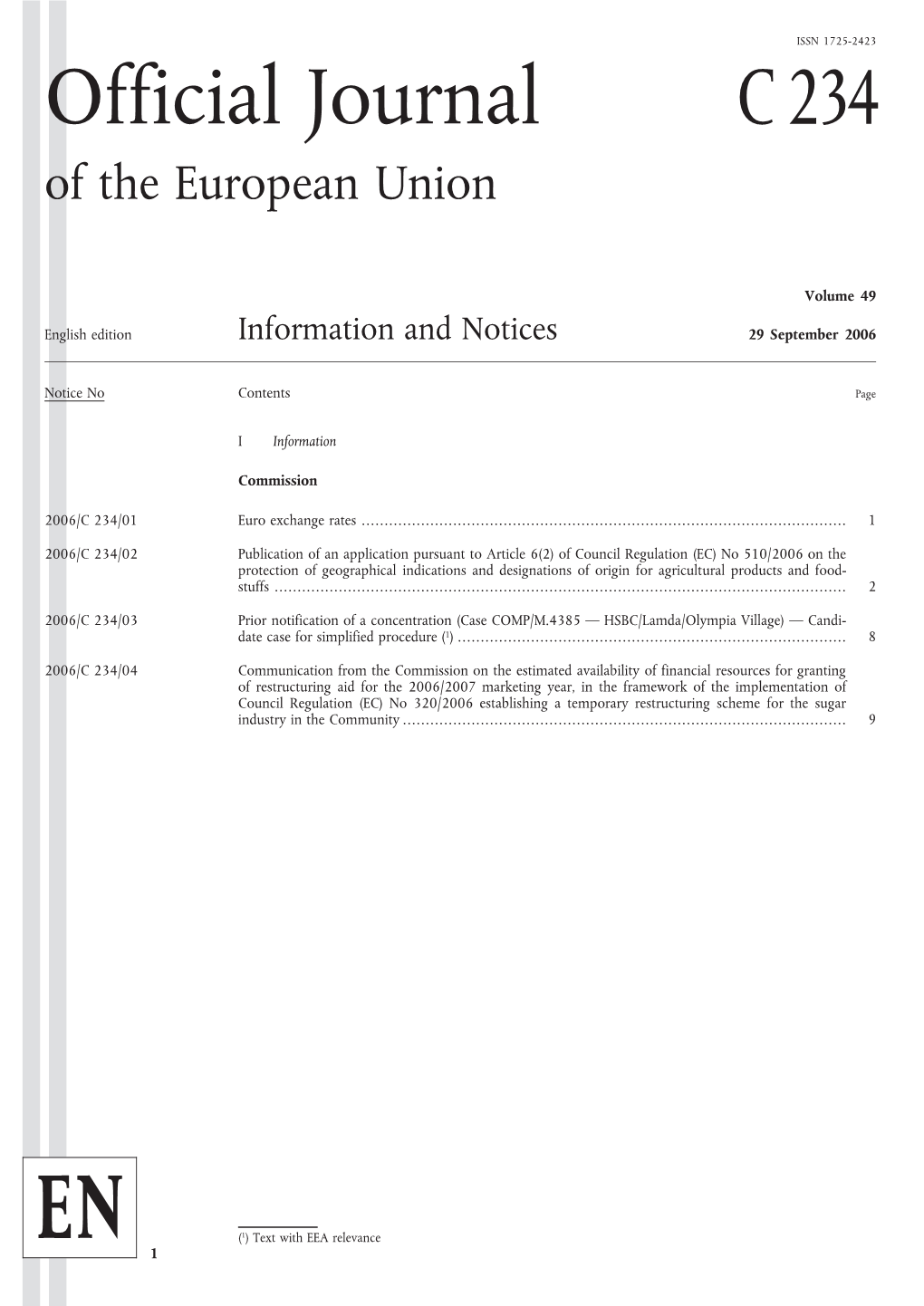 Official Journal C234 of the European Union