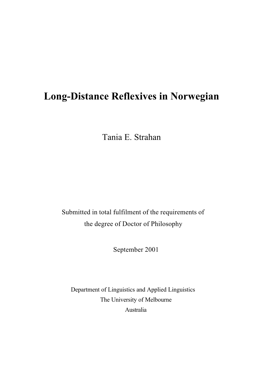 Long-Distance Reflexives in Norwegian