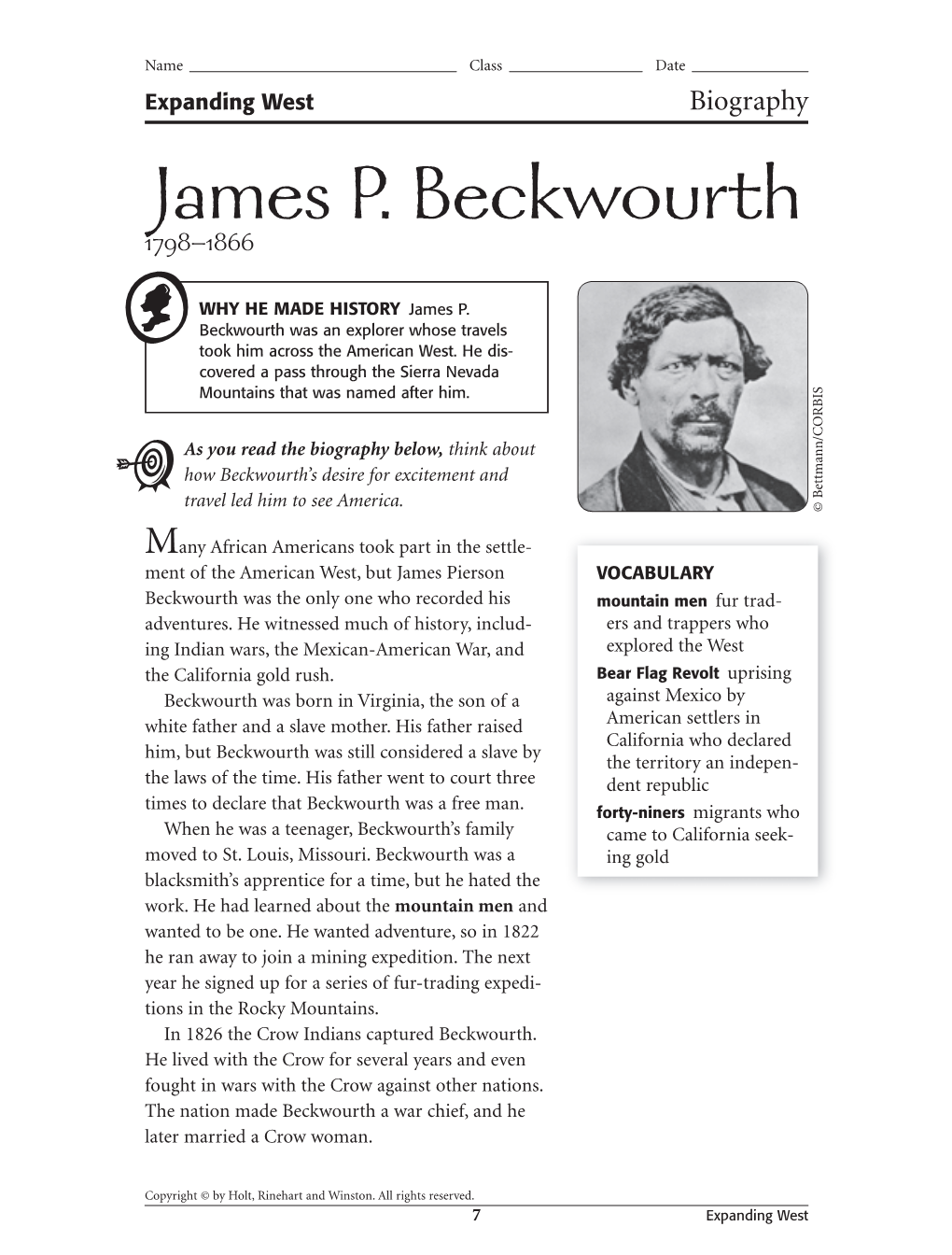 James P. Beckwourth 1798–1866