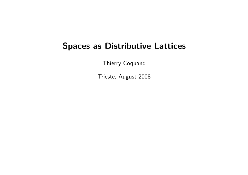 Distributive Lattices As Topological Spaces