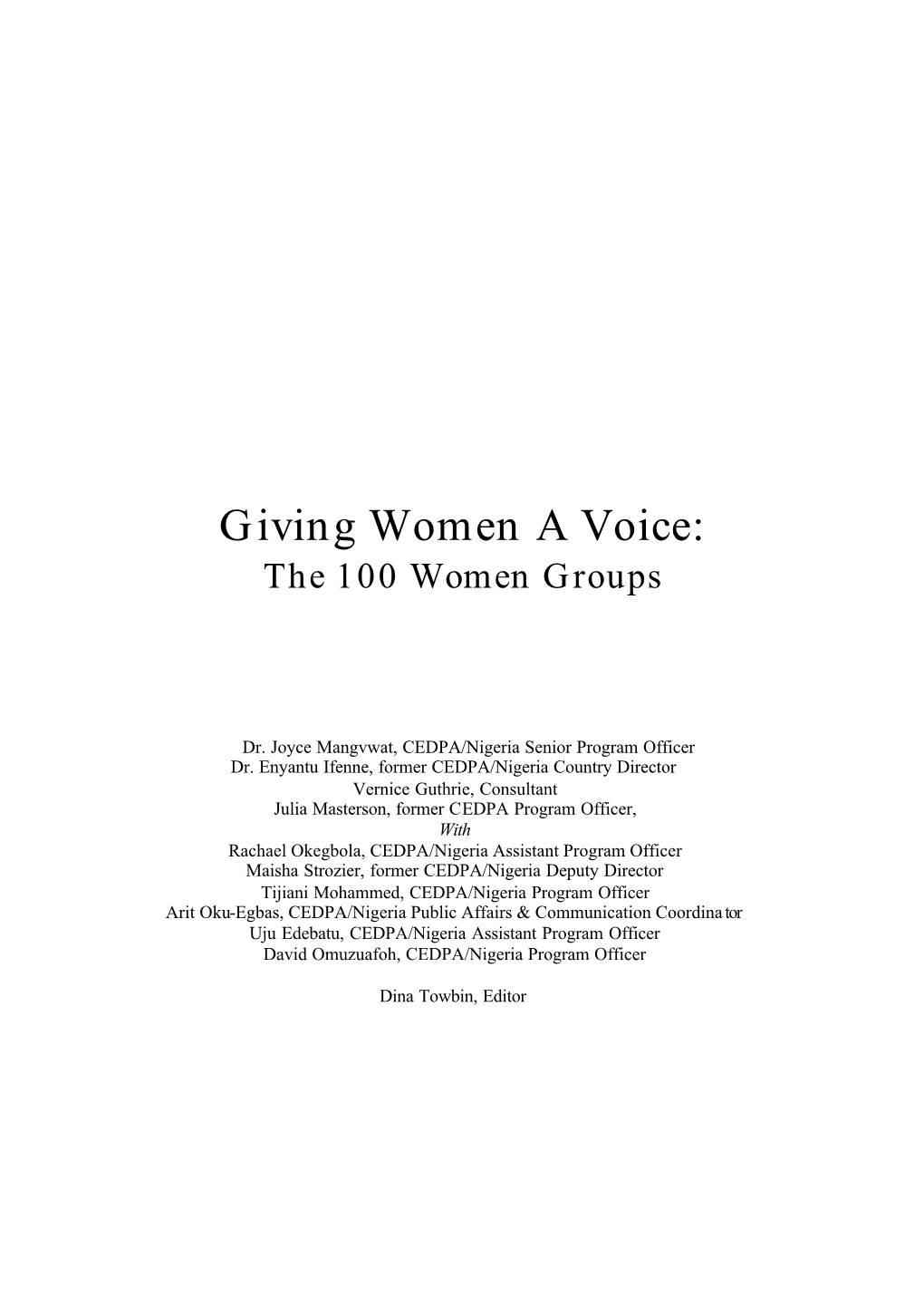 Giving Women a Voice