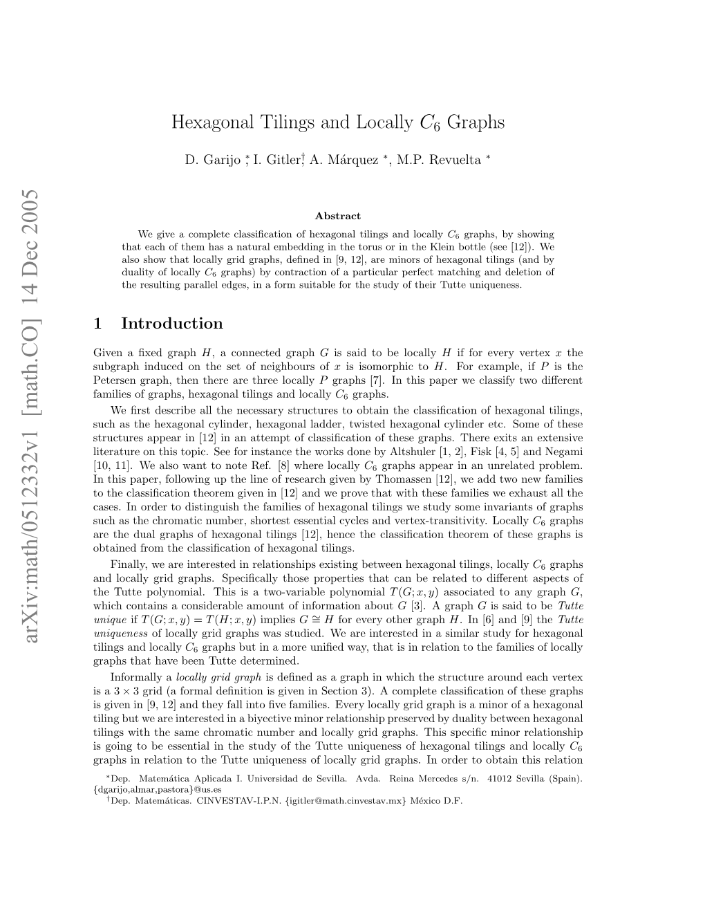 Hexagonal Tilings and Locally C6 Graphs