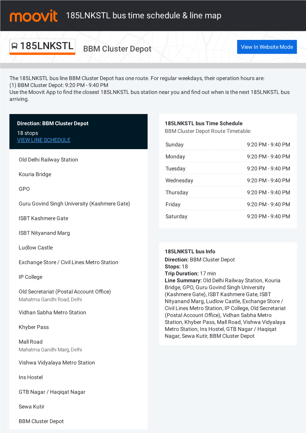 185LNKSTL Bus Time Schedule & Line Route