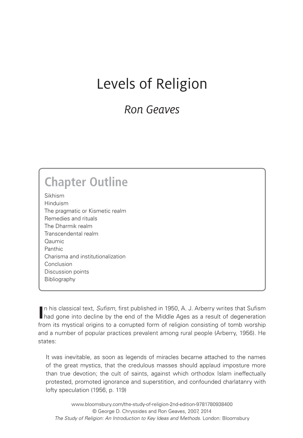 Extra Chapter Levels of Religion