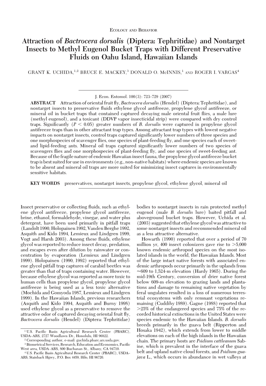 Attraction of Bactrocera Dorsalis (Diptera: Tephritidae) and Nontarget Insects to Methyl Eugenol Bucket Traps with Different