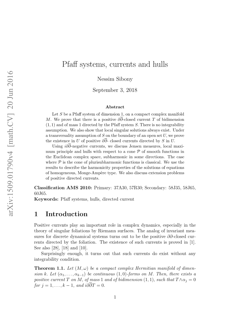 Pfaff Systems, Currents and Hulls