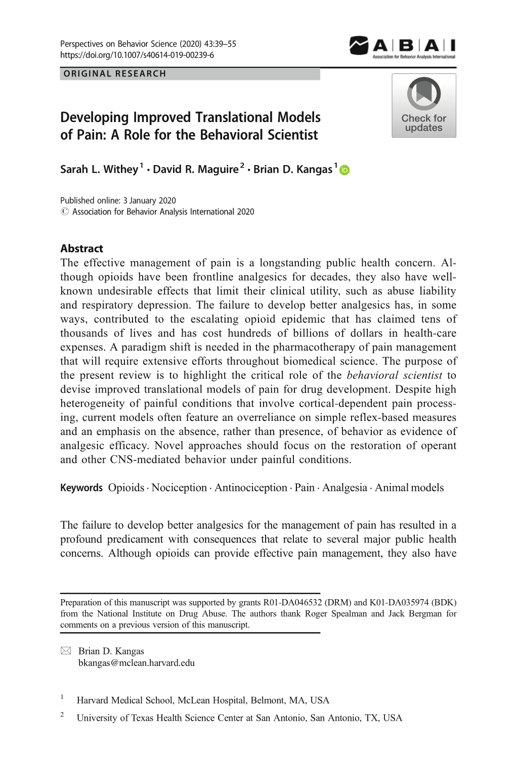 Developing Improved Translational Models of Pain: a Role for the Behavioral Scientist