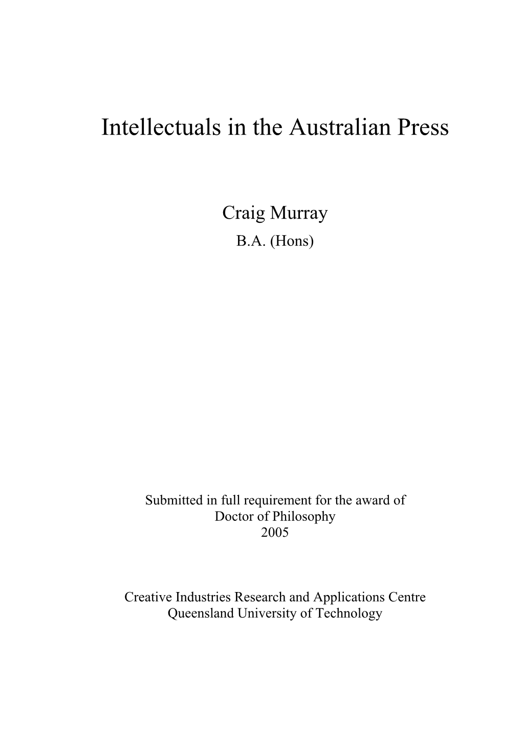 Intellectuals in the Australian Press