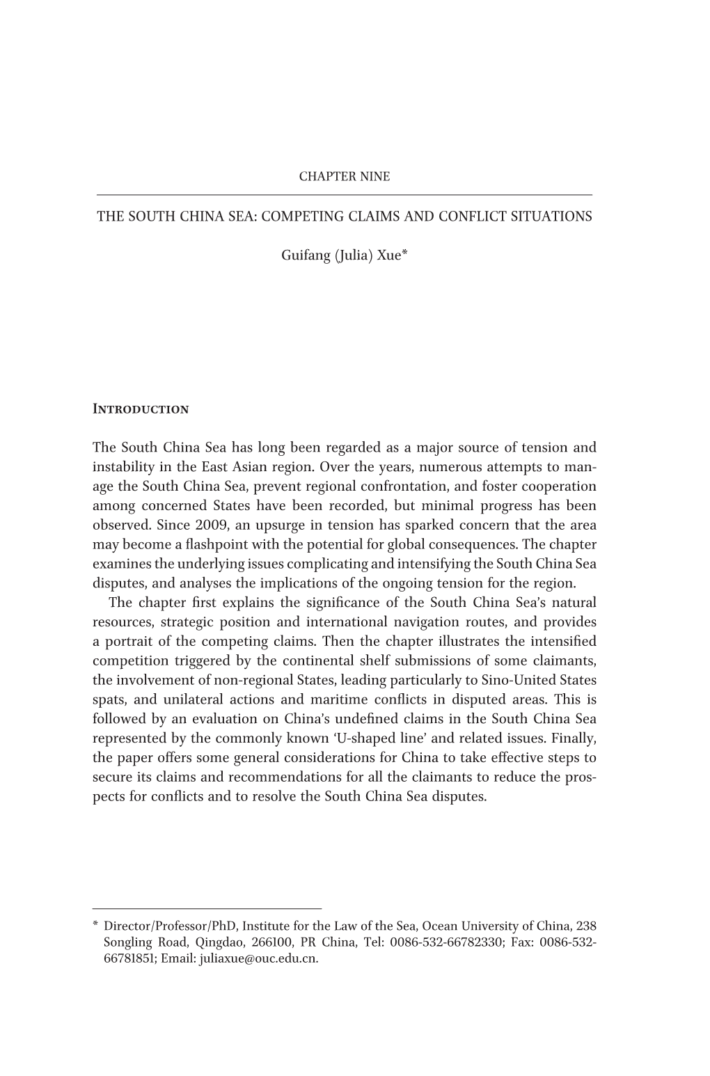 The South China Sea: Competing Claims and Conflict Situations