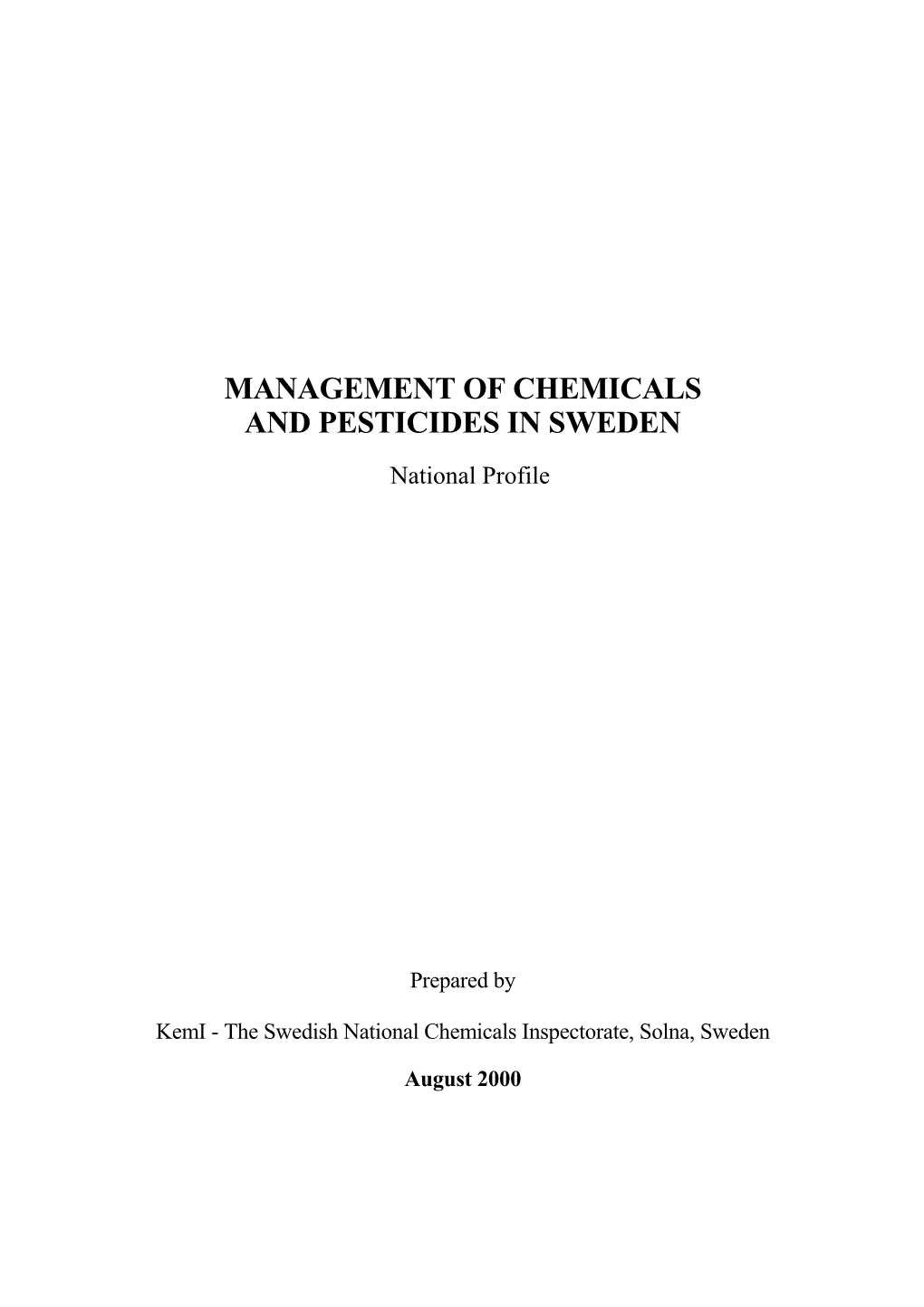 Management of Chemicals and Pesticides in Sweden