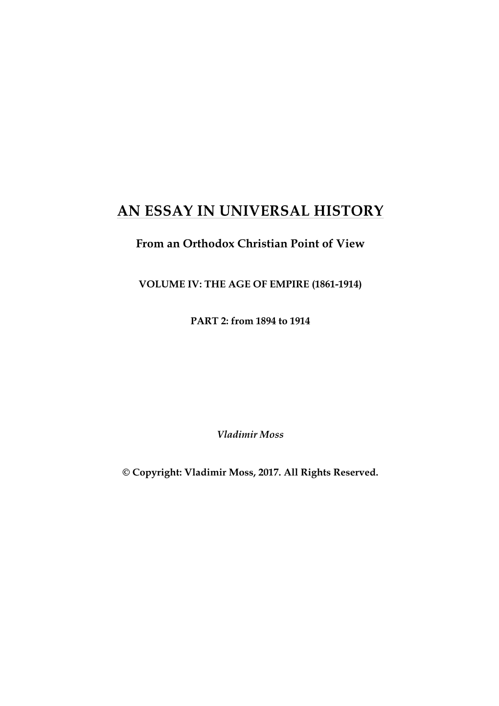 An Essay in Universal History