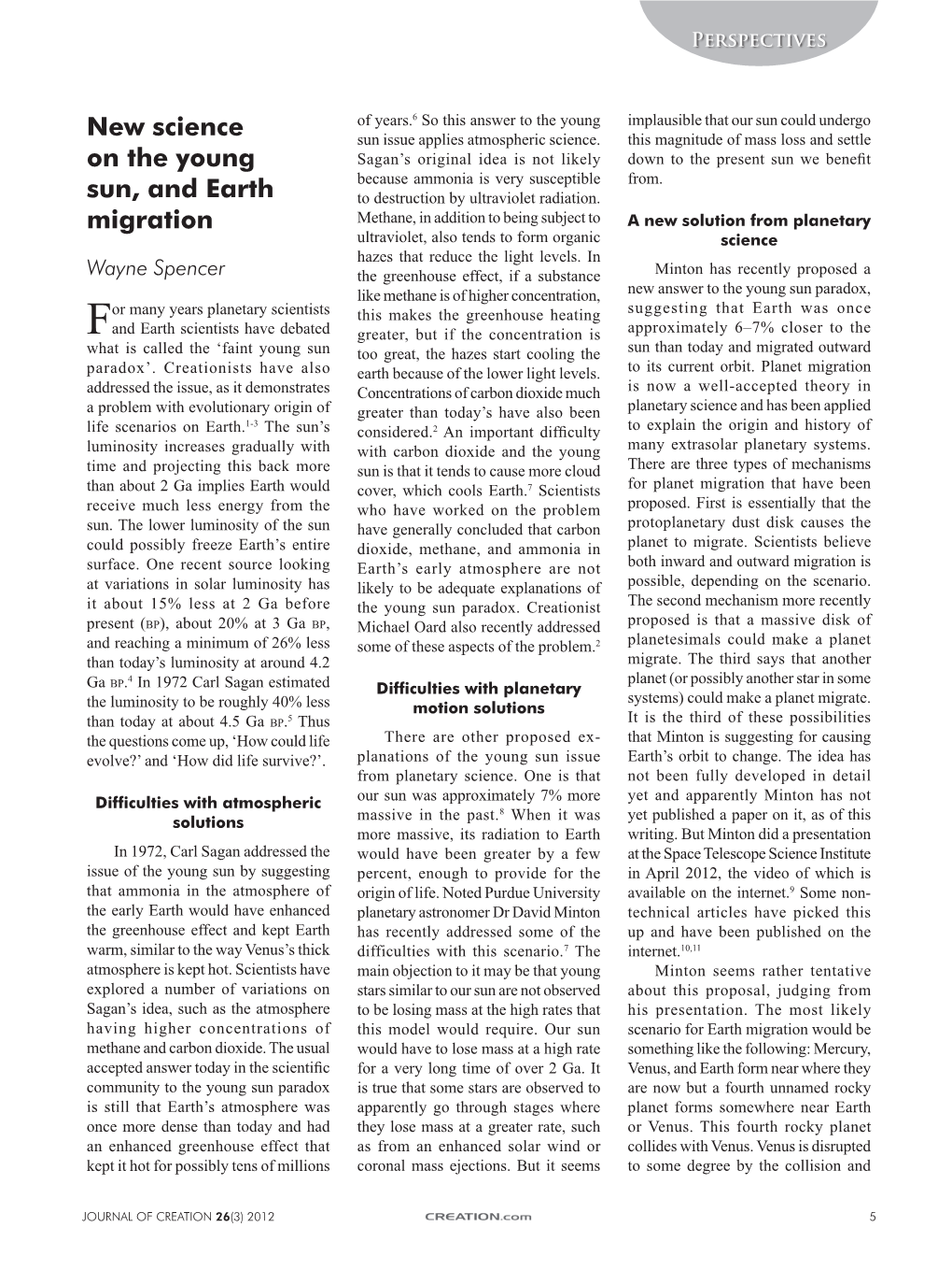 New Science on the Young Sun, and Earth Migration