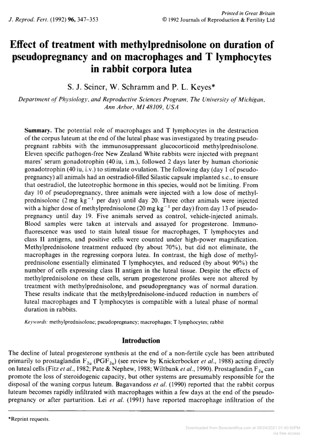 Downloaded from Bioscientifica.Com at 09/24/2021 01:40:50PM Via Free Access Human Corpus Luteum in Late Luteal Phase