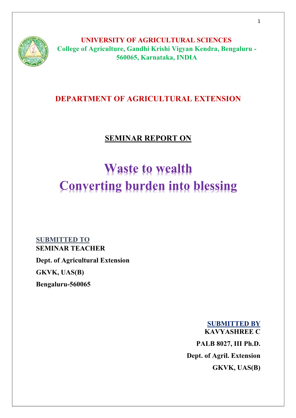 Waste to Wealth Converting Burden Into Blessing