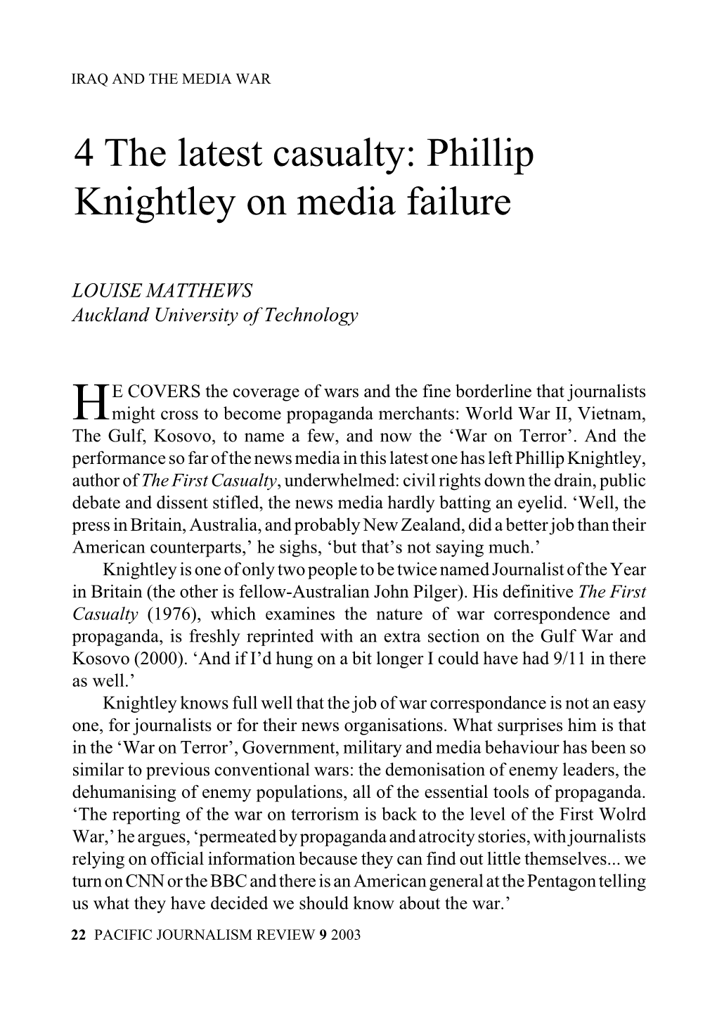 Phillip Knightley on Media Failure