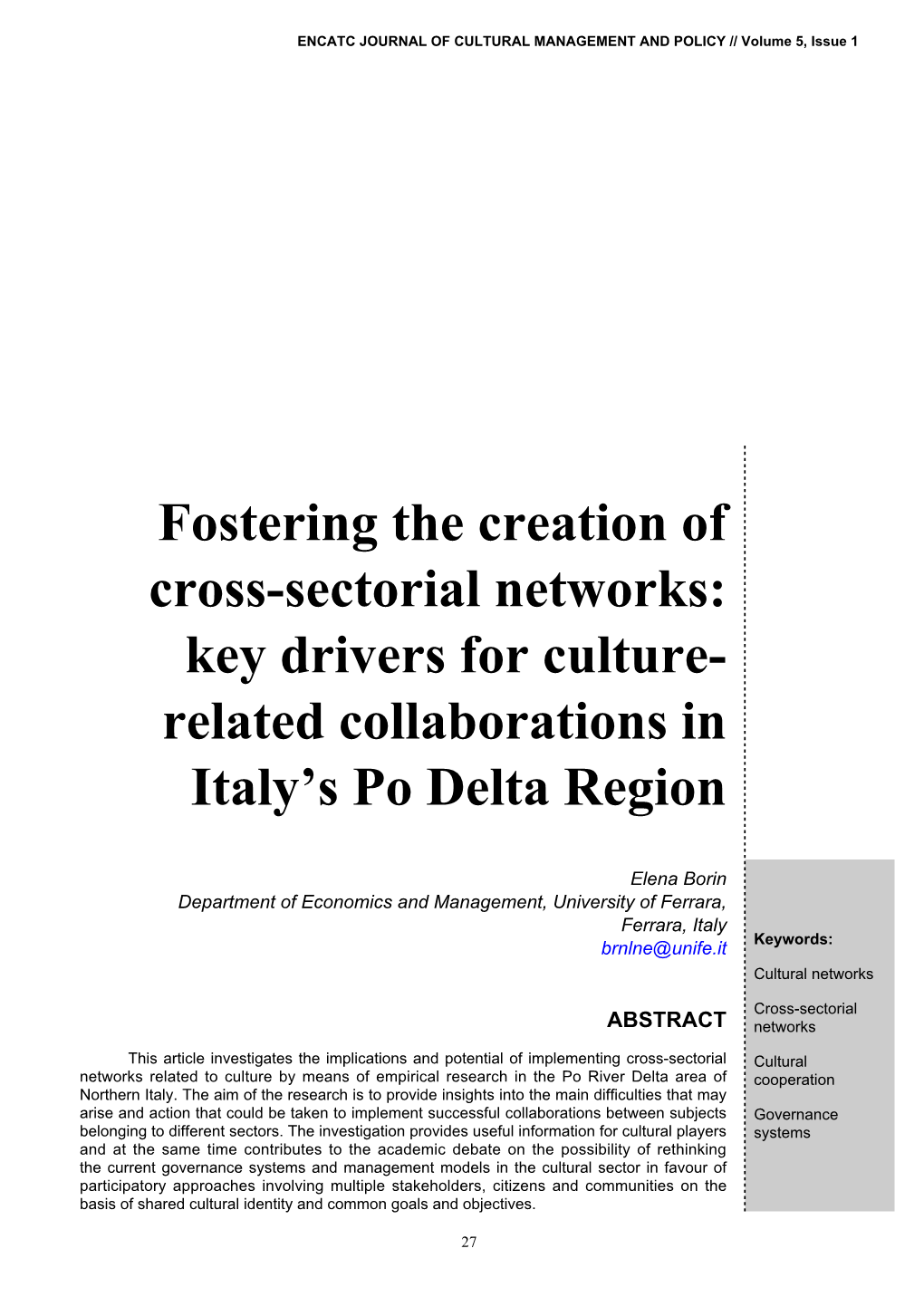 Related Collaborations in Italy's Po Delta Region