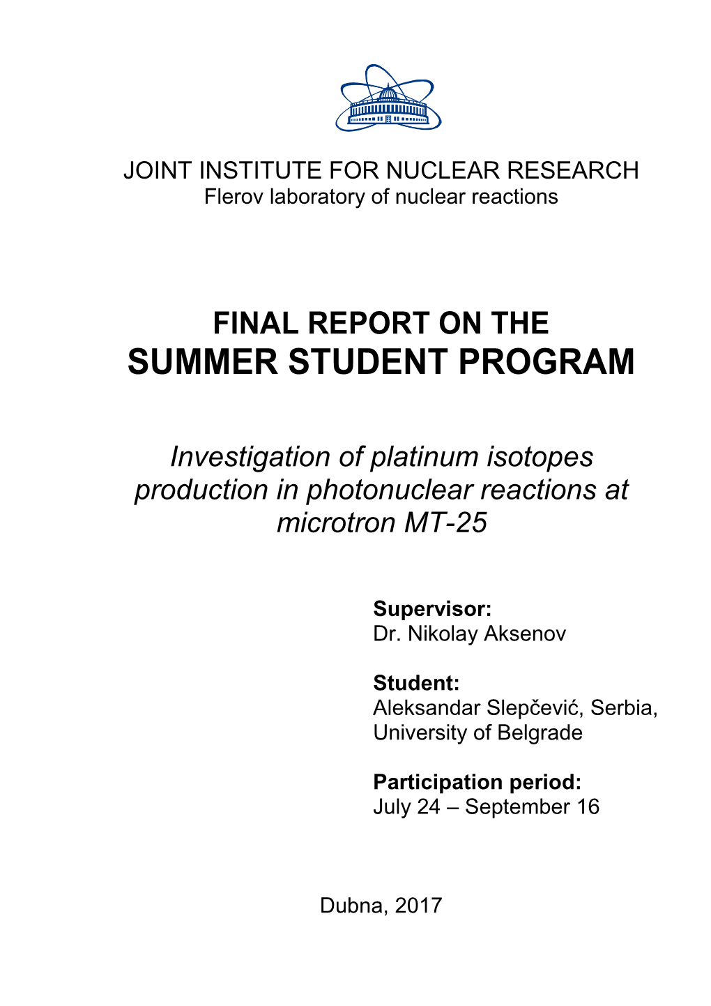 Summer Student Program