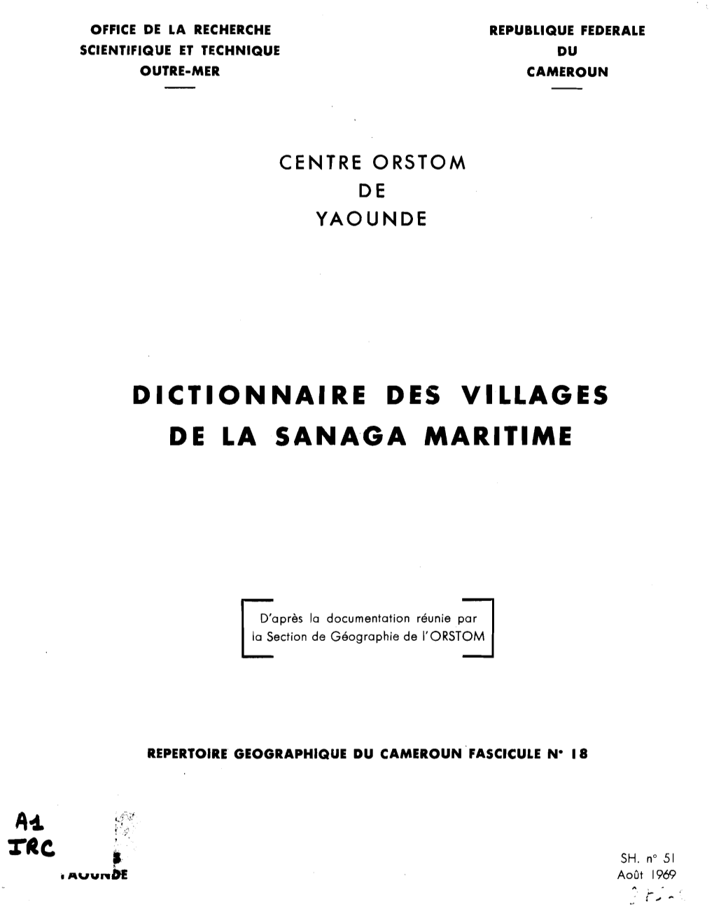 Dictionnaire Des Villages De La Sanaga Maritime