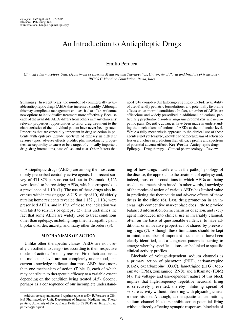 An Introduction to Antiepileptic Drugs