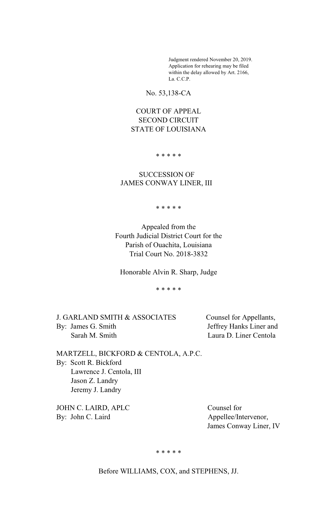 No. 53,138-CA COURT of APPEAL SECOND CIRCUIT STATE OF