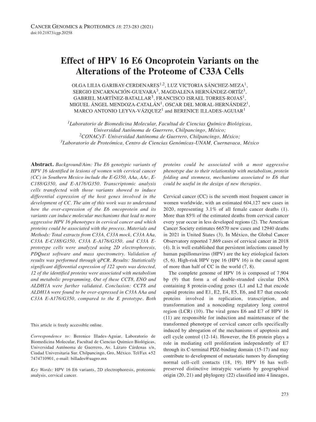 Effect of HPV 16 E6 Oncoprotein Variants on the Alterations of The