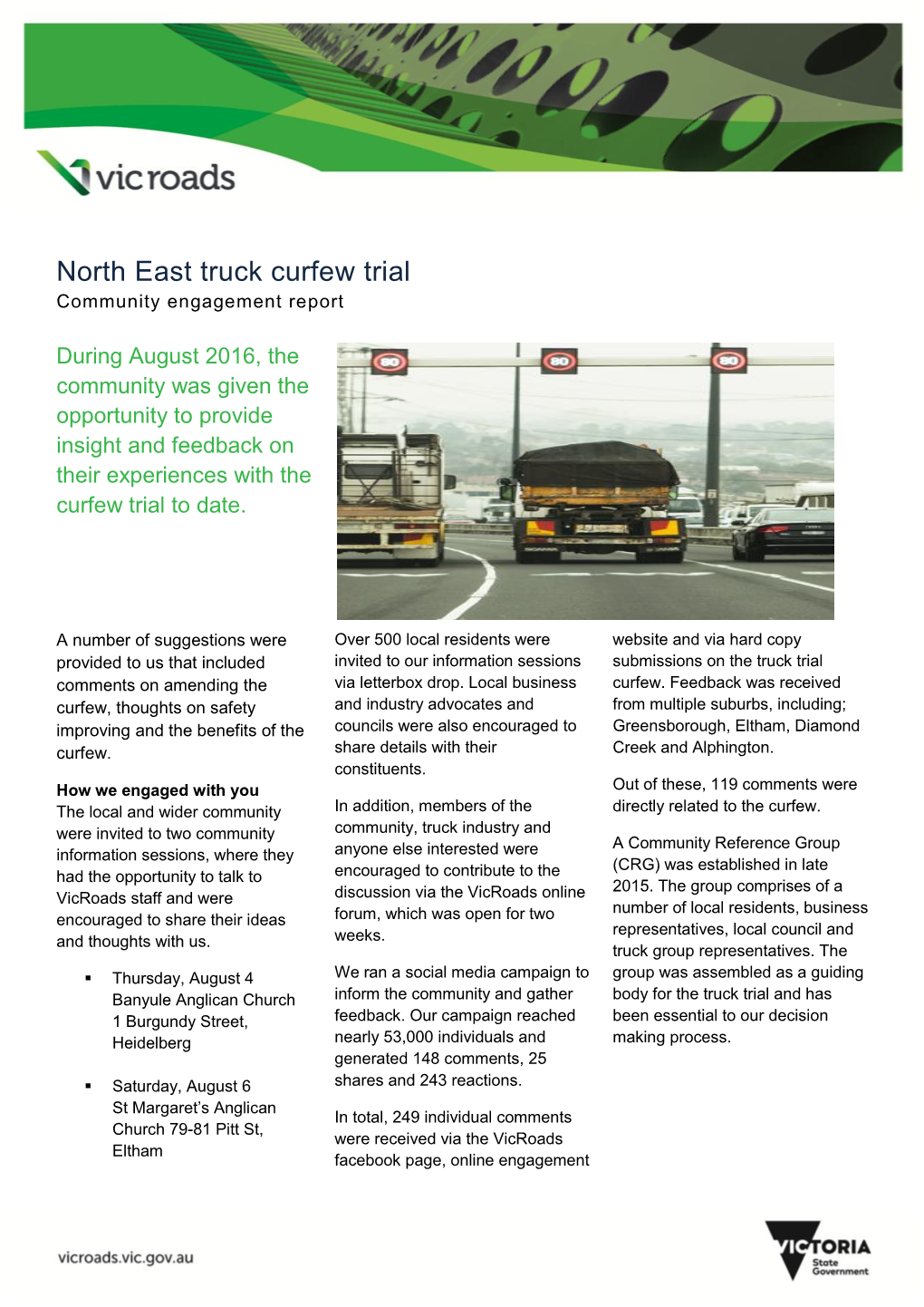 North East Truck Curfew Trial Community Engagement Report