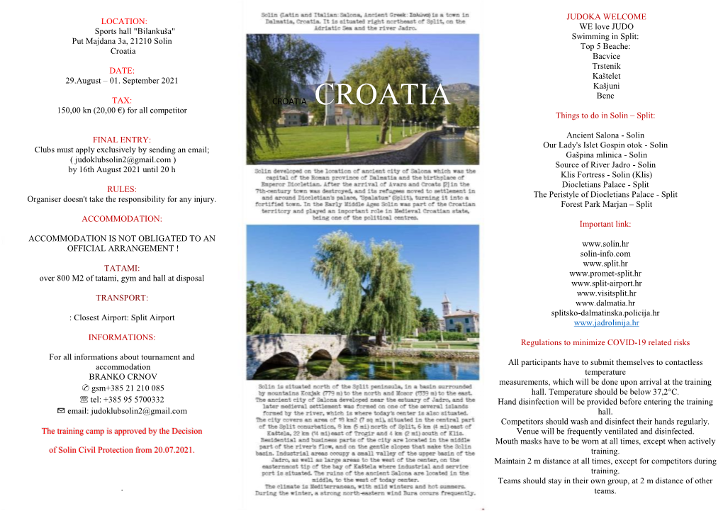 CROATIA CROATIA 150,00 Kn (20,00 €) for All Competitor Things to Do in Solin – Split