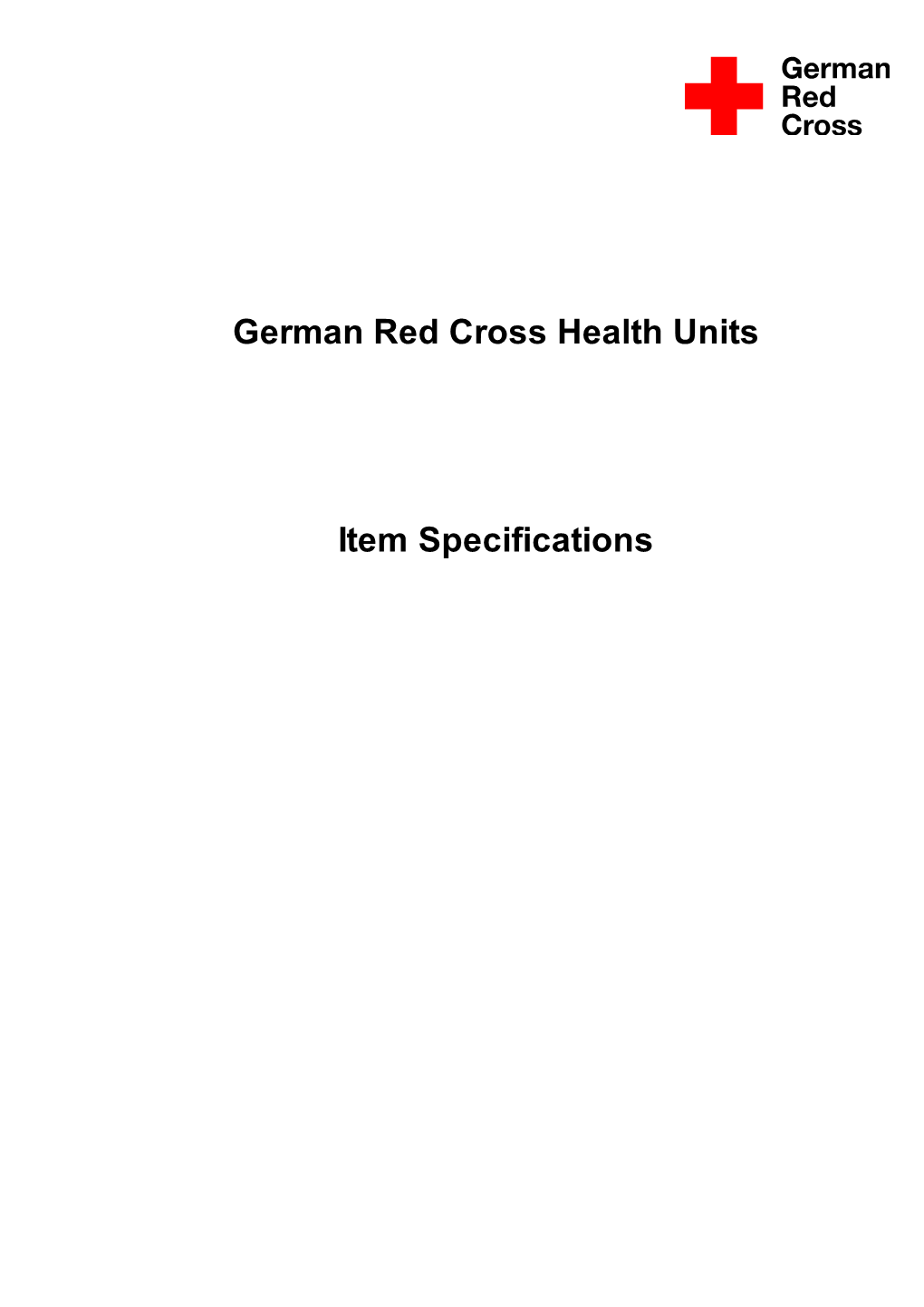 German Red Cross Health Units Item Specifications