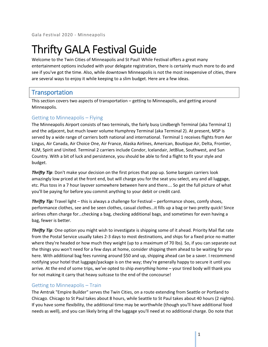 Thrifty GALA Festival Guide