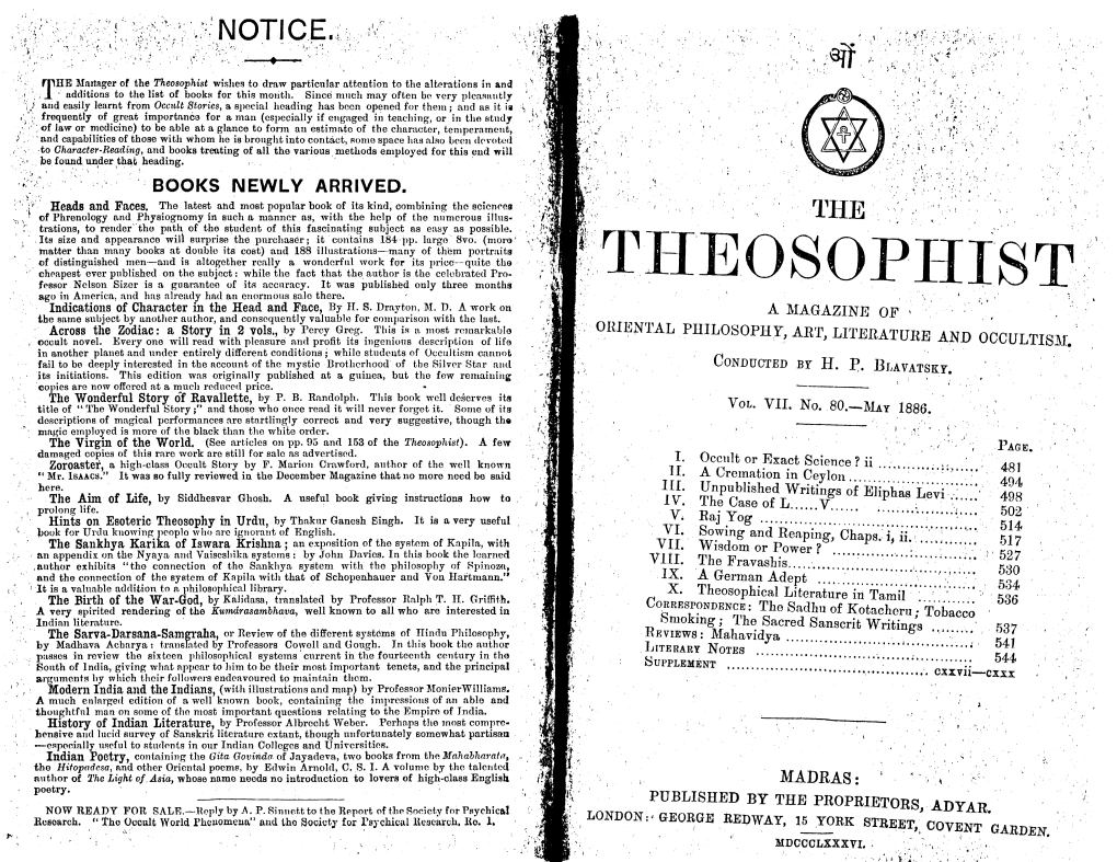 Theosophist V7 N80 May 1886